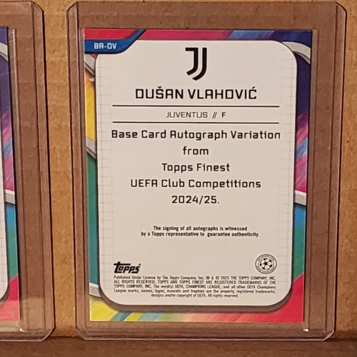 Dusan Vlahovic 2024-25 Finest UEFA Gold Autograph #9/50 Juventus - Picture 3 of 3