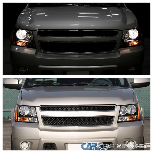 Fits 2007-2014 Chevy Avalanche Tahoe Suburban LS LT LTZ Black Headlights Lamps - Picture 3 of 13