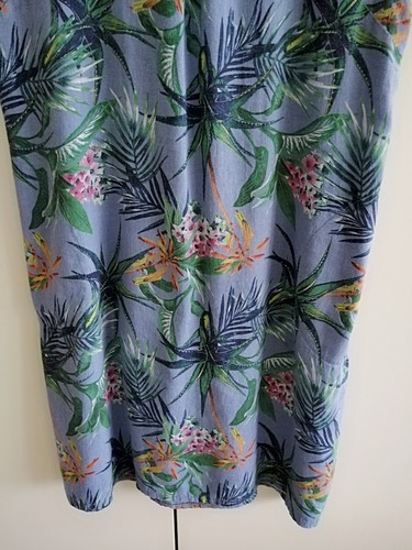 Leinenkleid * Taubenblau mit Blüten und Blättern * Gr.  XL * TOP Zustand * - Bild 3 von 11