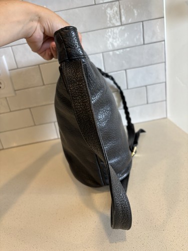 Schwarze Bucket Bag aus genarbtem Leder geflochtener Riemen verstellbar Schulter Crossbody - Bild 5 von 11