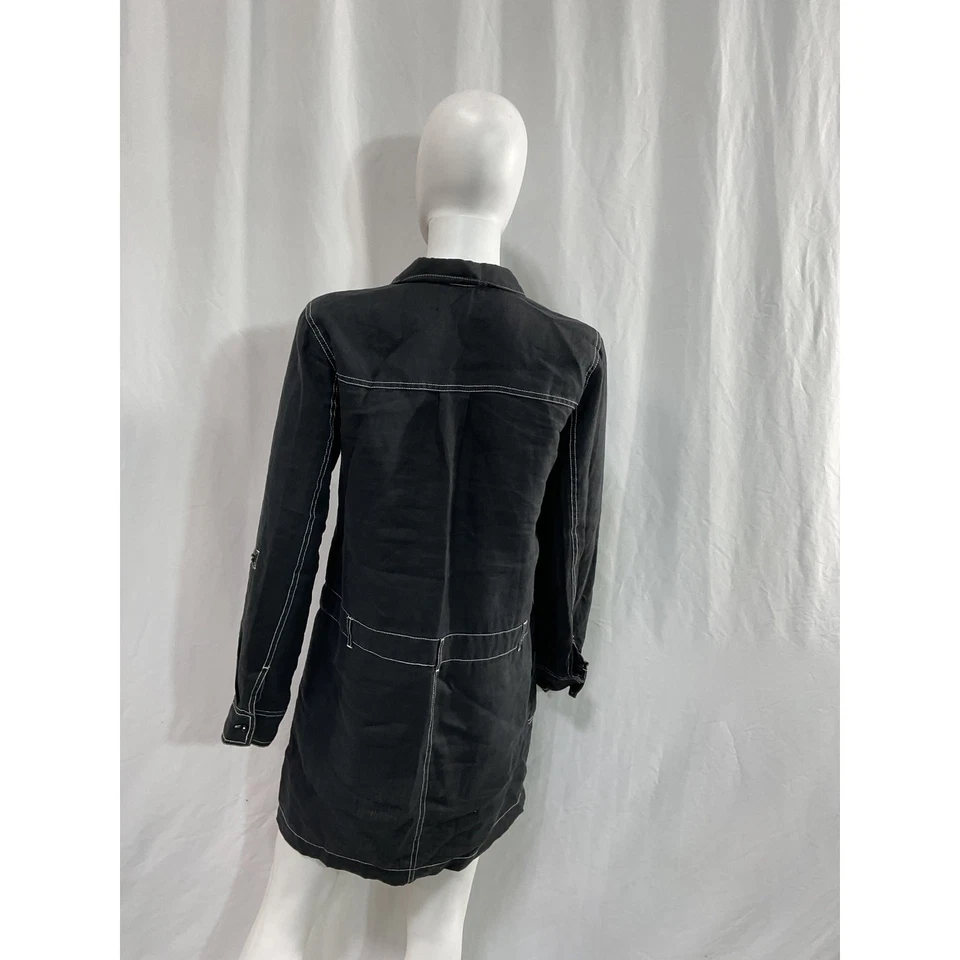 Michael Stars 'Pilar' Black Linen Shirt Dress Size S - Image 2 of 4