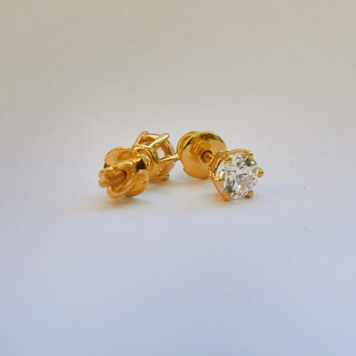 Gold Earring Studs 3 Carat Round 14K Yellow Certified IGI GIA Lab Grown Diamond - Picture 5 of 10