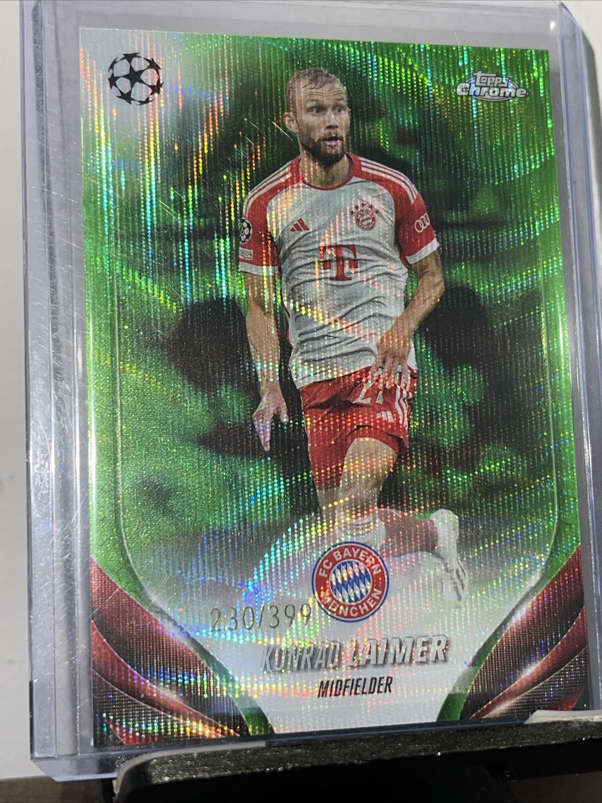 2023-24 Topps Chrome UEFA Konrad Laimer Neon Green Wave /399 Bayern Munich #35