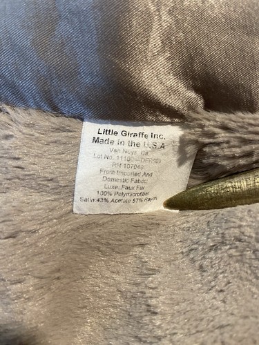 Little Giraffe FLAX Tan Brown Luxe Faux Fur Baby Blanket Satin Trim 20x23" - Picture 4 of 4