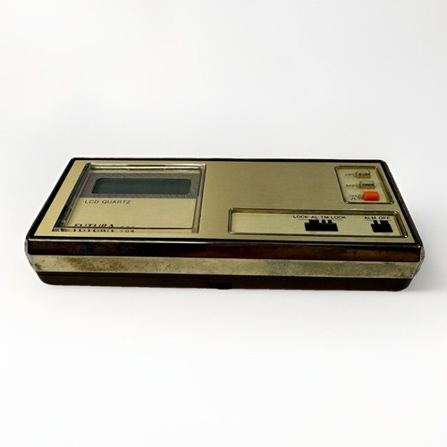 Rare Vintage Quartz LCD Travel Alarm Clock Gold FUTURA 784 With Sheath - Picture 7 of 12