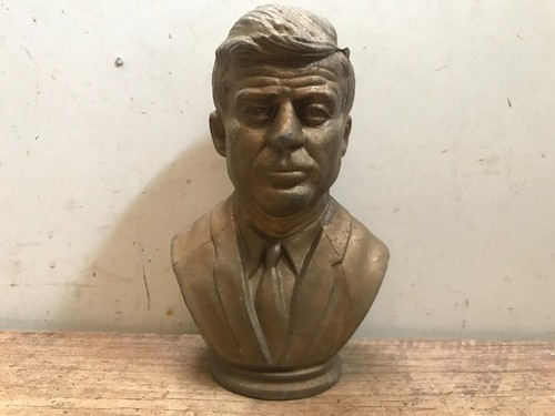 John F. Kennedy President JFK Cast Metal Head Sculpture Bust 5 3/4" tall - Picture 7 of 8