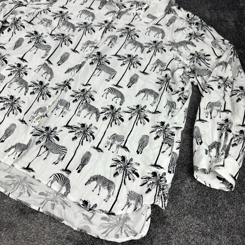 Jane and Delancey Womens Shirt Size 1X Zebra Print Button Up Roll Tab Sleeve - Picture 13 of 17