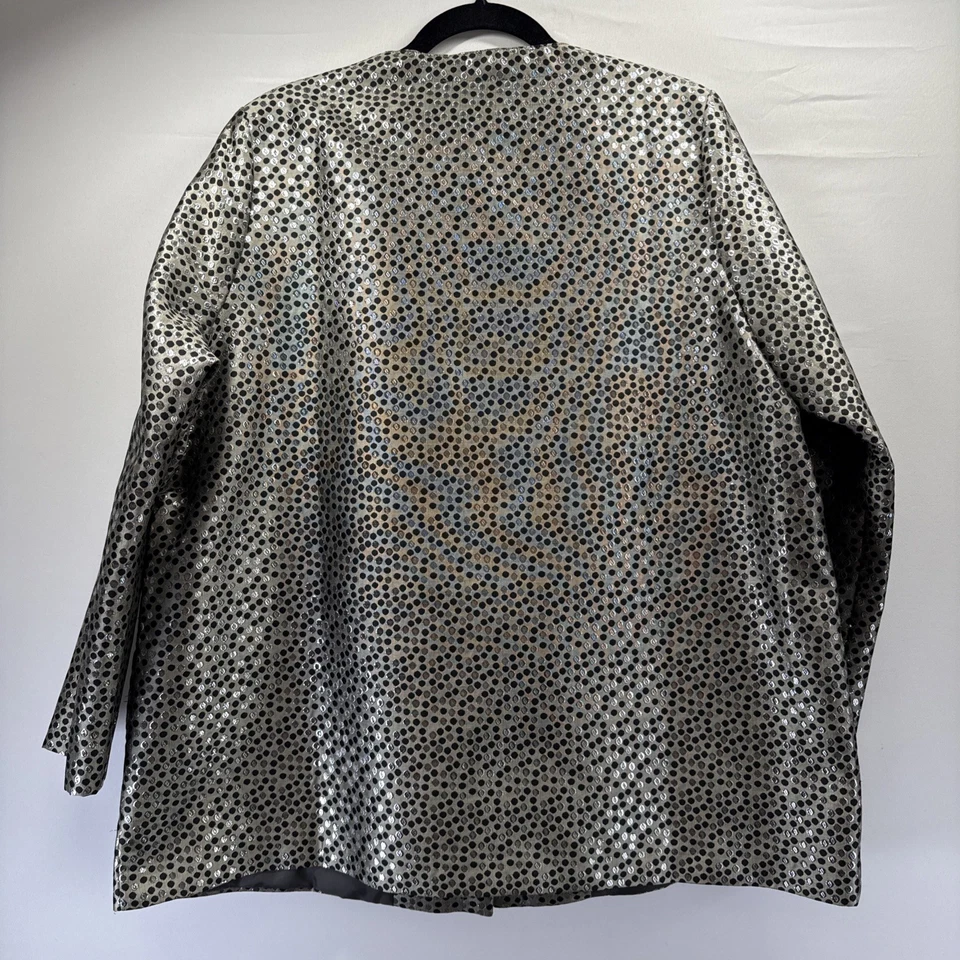 Ulla Popken Women's Jacket 16 / 18 Metallic Gray Siler Black Lined Pockets L/S - Image 2 of 4