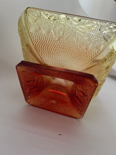 Vintage Jeannette Glass Amberina Candy Dish With Lid Acorn & Leaf Design Dish - Picture 8 of 11