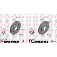 2x ZIMMERMANN SPORT BREMSSCHEIBEN 256mm GELOCHT HINTEN passend für AUDI A3 TT SE