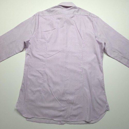 Camisa John Varvatos EE. UU. Para Hombres Grande Púrpura Fina Pin Rayas Calce Ajustado Informal Trabajo - Imagen 10 de 22