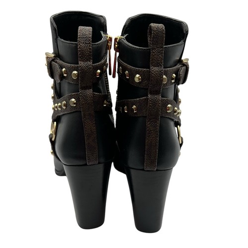 Michael Kors Womens 6 Kincaid Studded Logo Leather Ankle Boots Black Zip NWOT - Picture 5 of 19