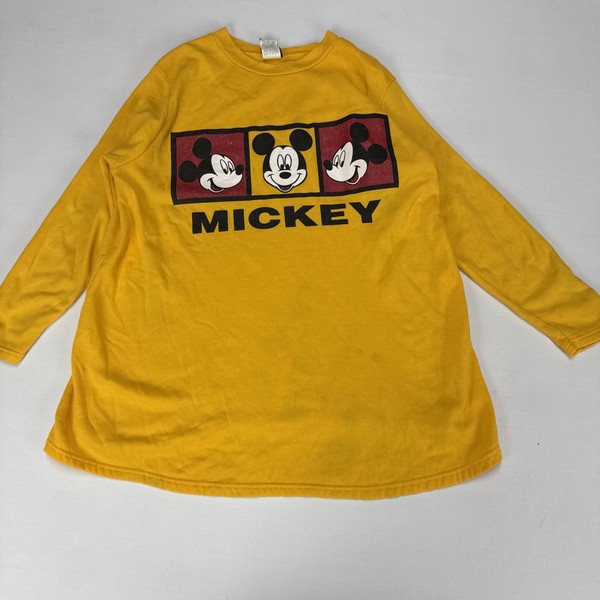 Vintage MICKEY MOUSE Jumper Adult Medium  Yellow Crew Neck Graphic Pullover