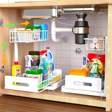 2 Pack Under Sink Organizer and Storage,Pull Out Cabinet Organizer 2 Tier