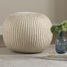 Hazel Gold Cableknit Organic Cotton Ottoman Pouf