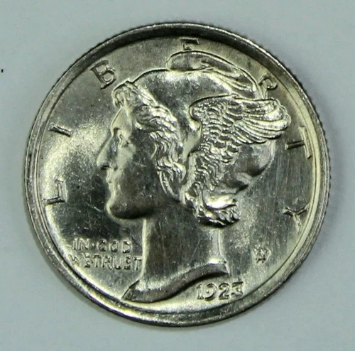 1923 FSB Mercury Dime UNC Details BU Full Split Bands FB Silver 10c Coin