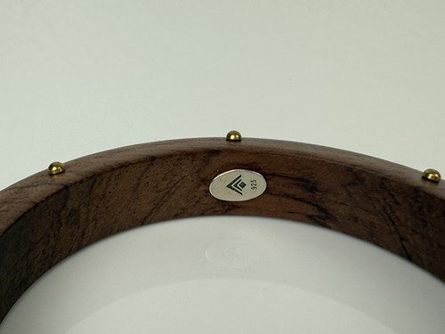 Silpada Wildwood Bangle Bracelet B3303 Wood Brass Crystal - Picture 4 of 4