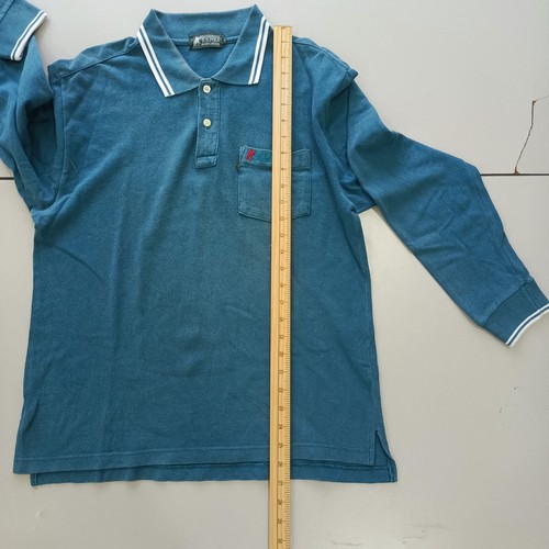 Us Polo Association Polo Shirt Men Long Sleeve Collared T Shirt Cyan Size L - Picture 4 of 8