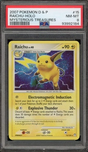 Pokemon Raichu Mysterious Treasures Holo Rare #15 PSA 8