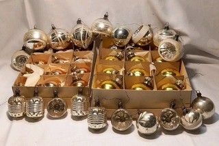 DDR Weihnachtskugeln gelb silber Vintage