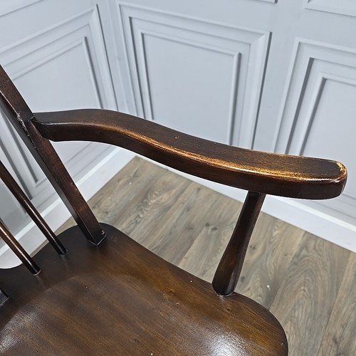 Pair Of 2 Antique Solid Wooden Hoop Back Windsor Dining Arm Chairs - Vintage - Picture 12 of 24
