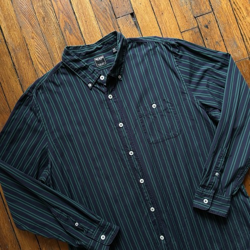 Todd Snyder Striped Favorite Oxford Button Down Shirt Men XXL Green Blue Preppy - Picture 2 of 10