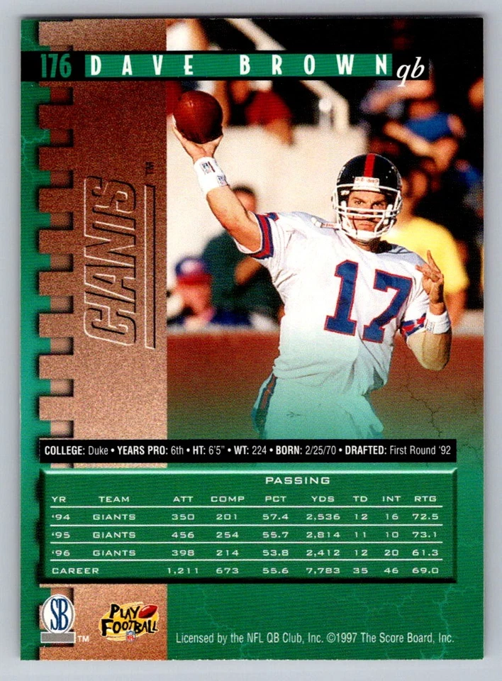 1997 Pro Line #176 Dave Brown - Image 2 of 2