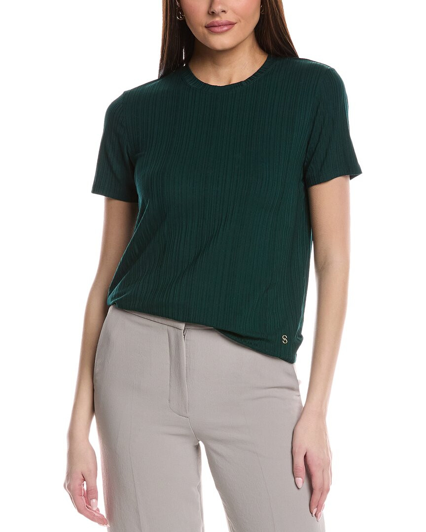Женский трикотажный топ из гладкого трикотажа в рубчик St. John зеленого цвета L