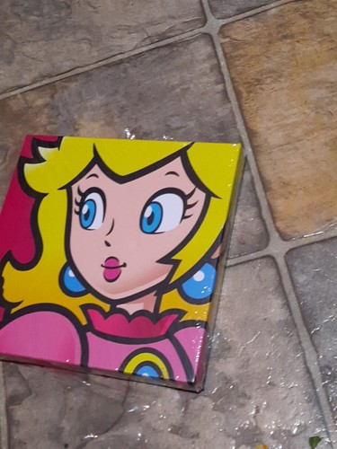 Super Mario princess peach size 6x6 Rare Find Open Box Supermario Rare Pink - Picture 3 of 5