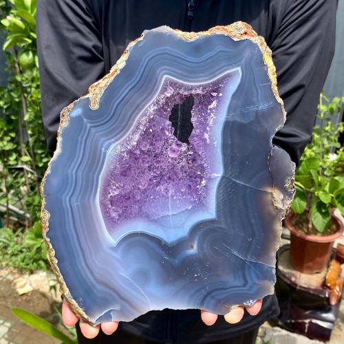 3.48LB Natural amethyst agate slab quartz crystal specimen decor healing - Picture 2 of 15