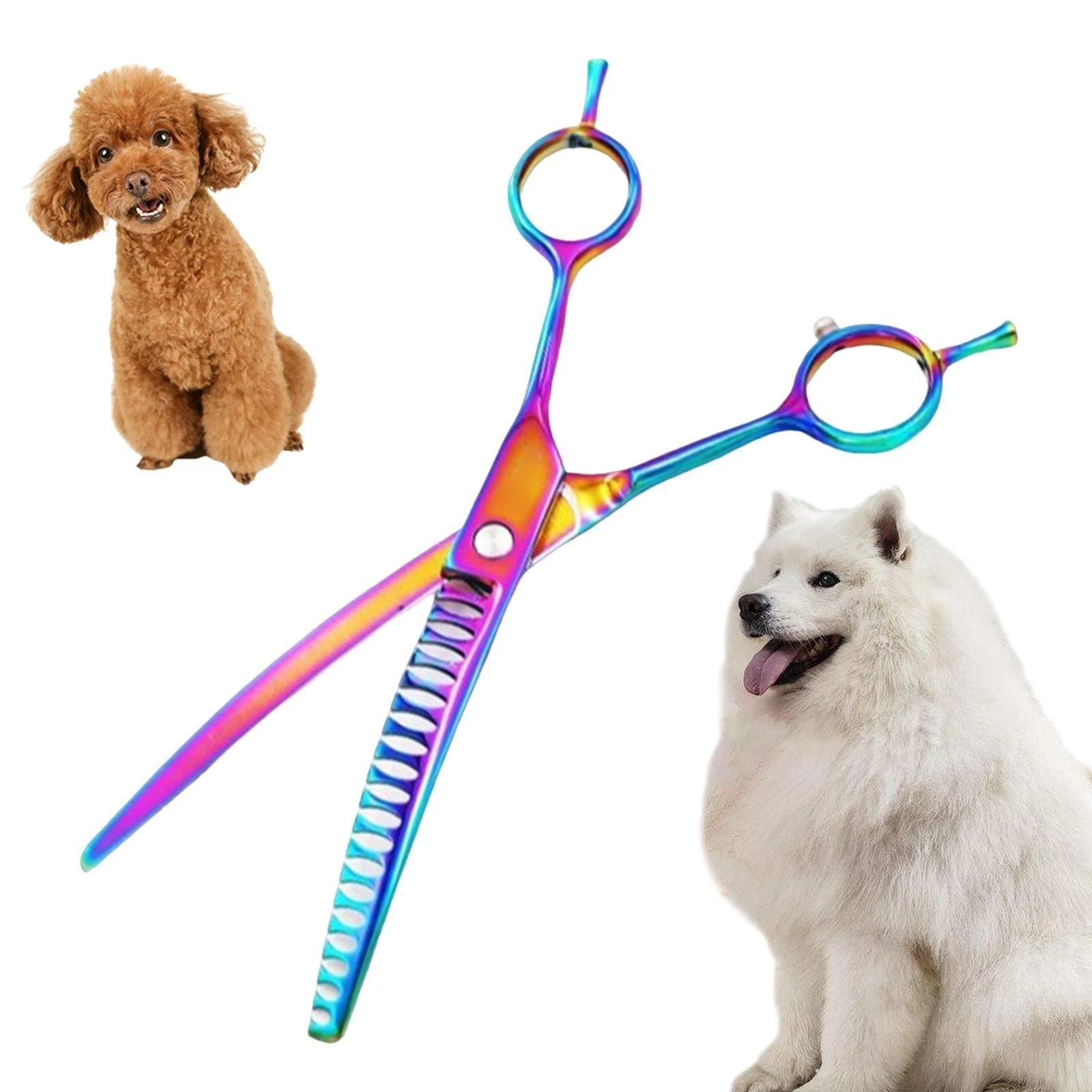 Down Curved Chunker Shears Pet Grooming Scissors Hair Trimming Stainless