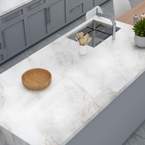 Marble Contact Paper 17.5"×78.7", Peel and Stick Countertops Wallpaper Waterp... - Picture 6 of 9