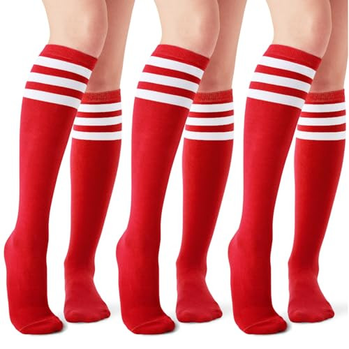 Women's Knee High Athletic Socks Stripe Tube Outdoor Sport Socks 1 3 Pairs Rw - Picture 2 of 7
