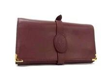 Cartier Must Line Travel Clutch Bag Bordeaux Leather Women's