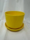Vintage 1970s Bright Yellow Planter Pot Saucer Union Products Leominster Mass.