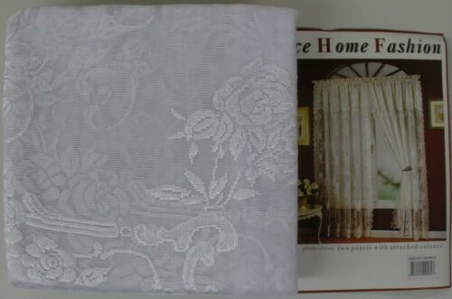 CARLY LACE CURTAIN PANEL WITH ATTACHED VALANCE WITH TASSELS - Picture 4 of 9