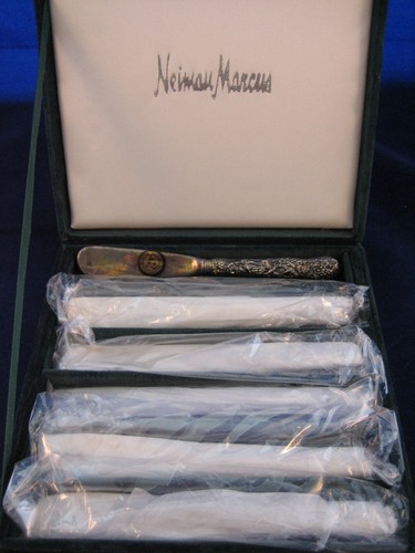 GODINGER SILVER ART CO Neiman Marcus Set of 6 Spreaders Butter Cheese Knives NIB - Picture 2 of 8