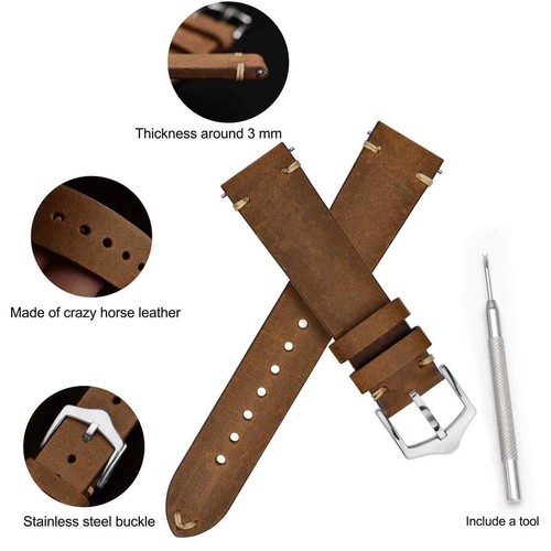 WOCCI Correa de Reloj Hombre Pulsera de Cuero 18 19 20 21 22 23 24mm Correas - Imagen 34 de 71