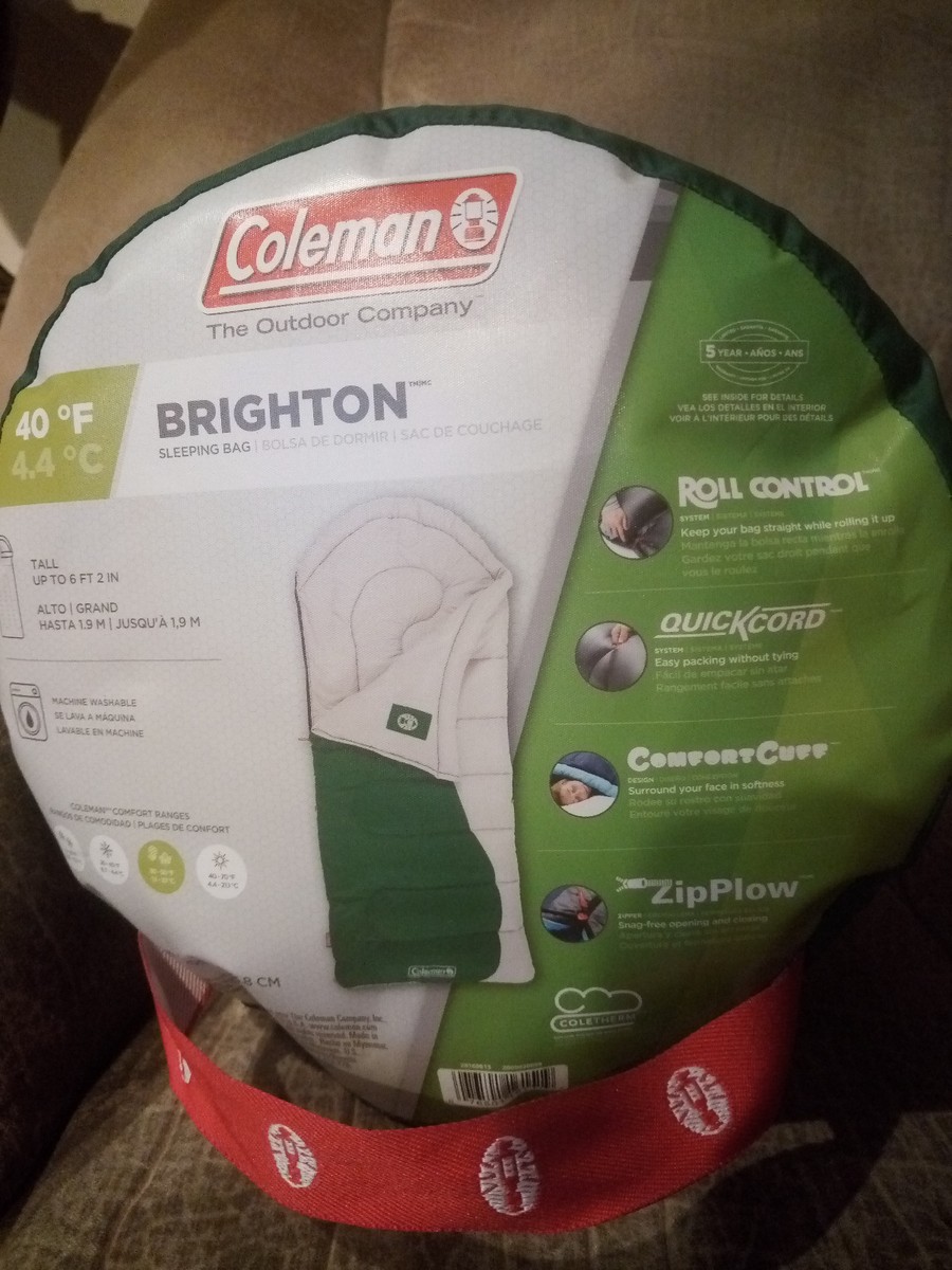 Coleman Brighton 40 degree f Sleeping Bag Camping Hiking Outdoor Sport new