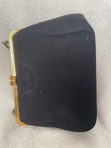 VTG bienen-davis black Suede Purse W Coin Purse/Mirror Read See Photos - Picture 19 of 24