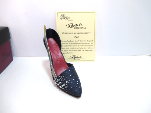 Just The Right Shoe by Raine Zap! #25072 Navy heel with jewels, Box and COA - Picture 3 of 6