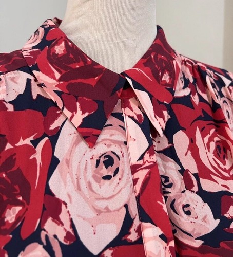 KAREN WALKER Hi There Rose Crepe Button Up Lined Midi Dress. Size 10. NWT - Picture 5 of 15