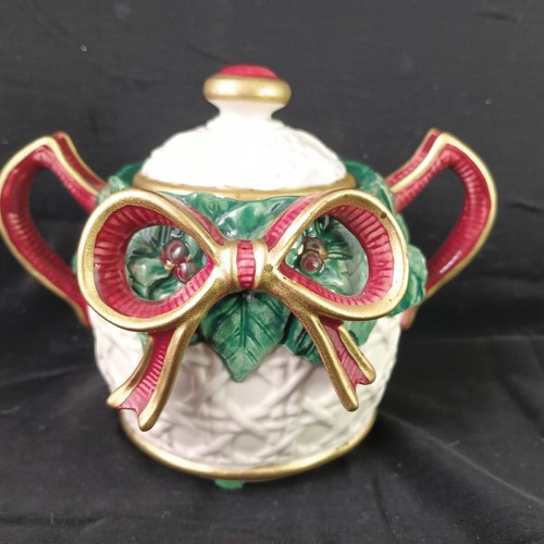 Fitz and Floyd "Holiday Leaves" Teapot, Sugar Bowl And Creamer Set, Mint Cond. - Picture 10 of 16