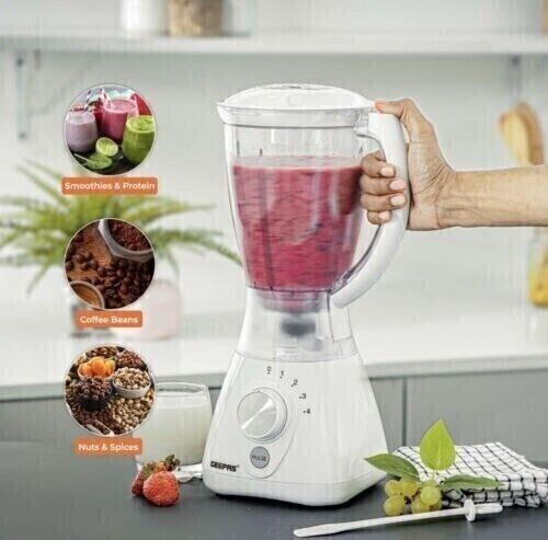 Geepas 2 In 1 Food Processor Blender Smoothie Maker Spice Coffee Grinder 1.5L - Picture 18 of 21