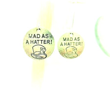 New "Mad as a Hatter" Alice in Wonderland Silver-tone Dangle Earrings 1-5/8"Long