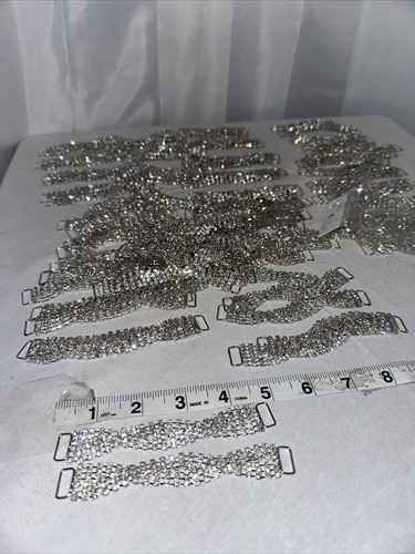 1 FILE argento con connettori bikini strass catena in metallo per costumi da bagno - Foto 2 di 3