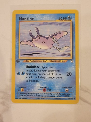 Mantine 64/111 1st Edition Pokemon Card Neo Genesis Near Mint NM-M!