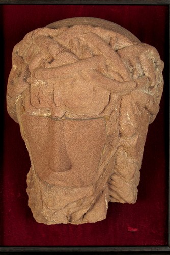 Interessante Skulpturenreste Christusgesicht aus Sandstein, Volkskunst Roman ? - Bild 3 von 13