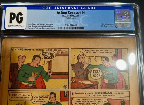 Action Comics 14 Page 5 CGC Encased - Picture 3 of 3