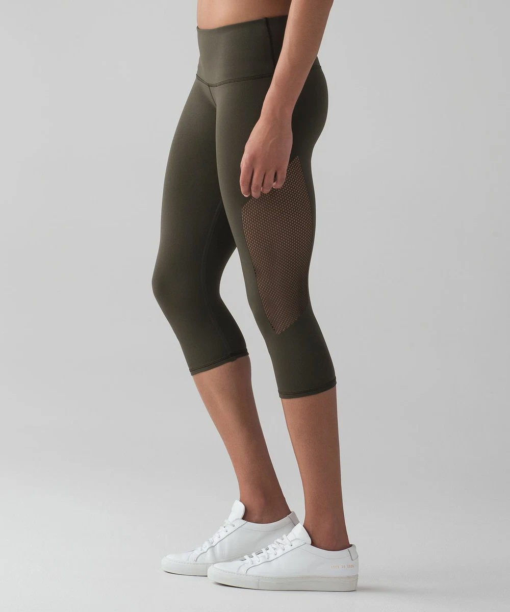 Lululemon Women's Reveal Crop (15) Tight (LW6HGPS) Dark Olive